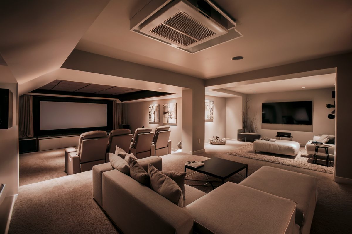Basement converted into a family leisure space in a Beverly Hills home