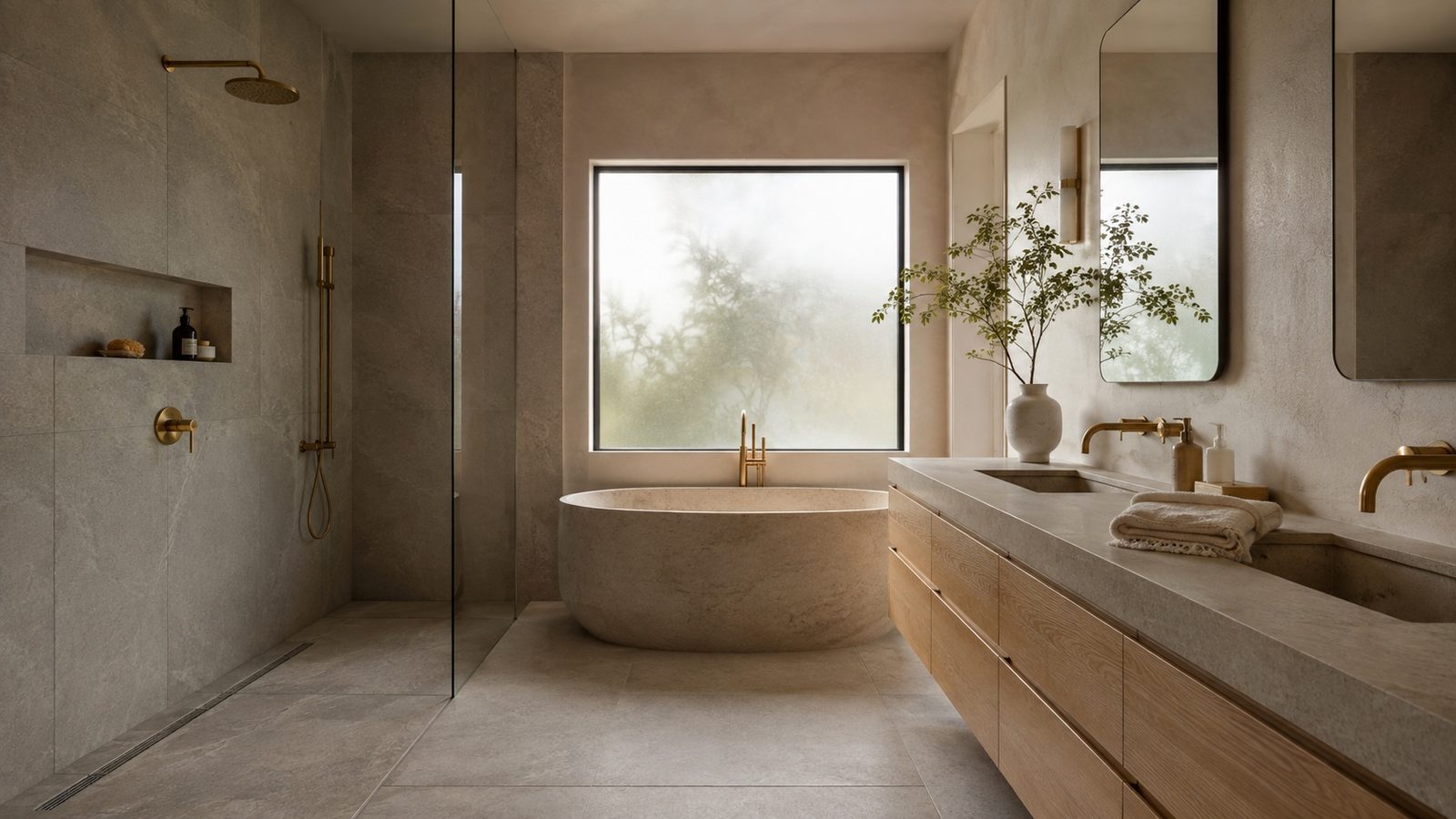 Remodeled bathroom with walk-in shower by Remodeling Beverly Hills