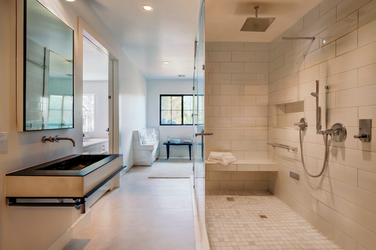Curbless shower in a remodeled Beverly Hills bathroom