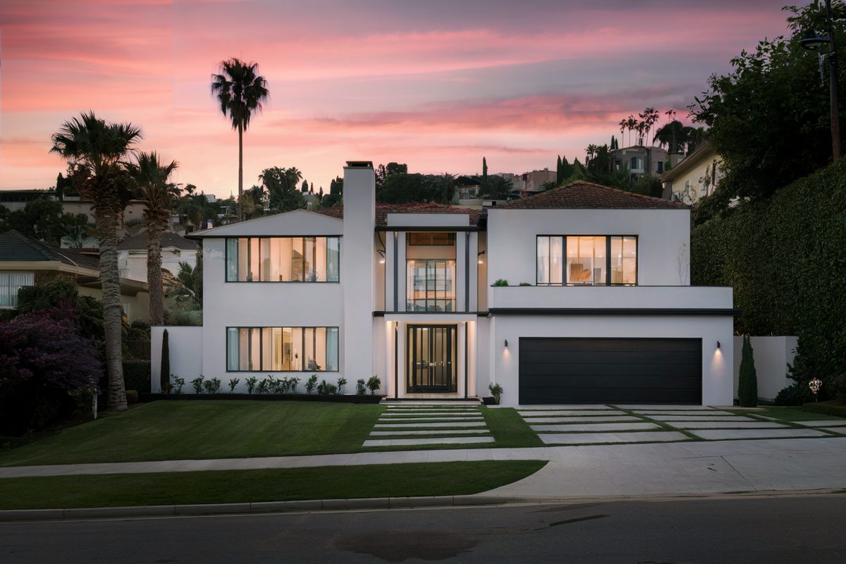 Minimalist Beverly Hills home front elevation after an exterior remodel