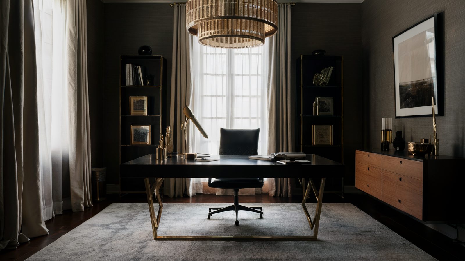 Stylish home office remodel in a Beverly Hills residence