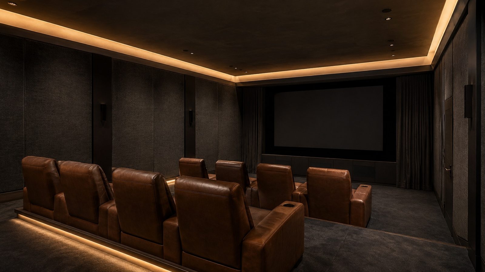 Home theater and media room built in a Beverly Hills residence