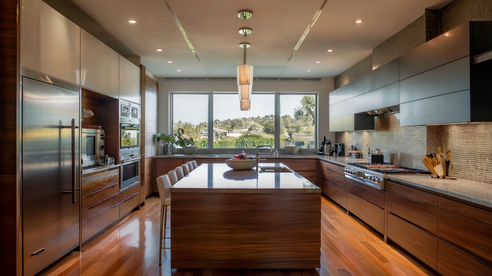 Luxurious kitchen remodel with custom wooden cabinetry in Beverly Hills