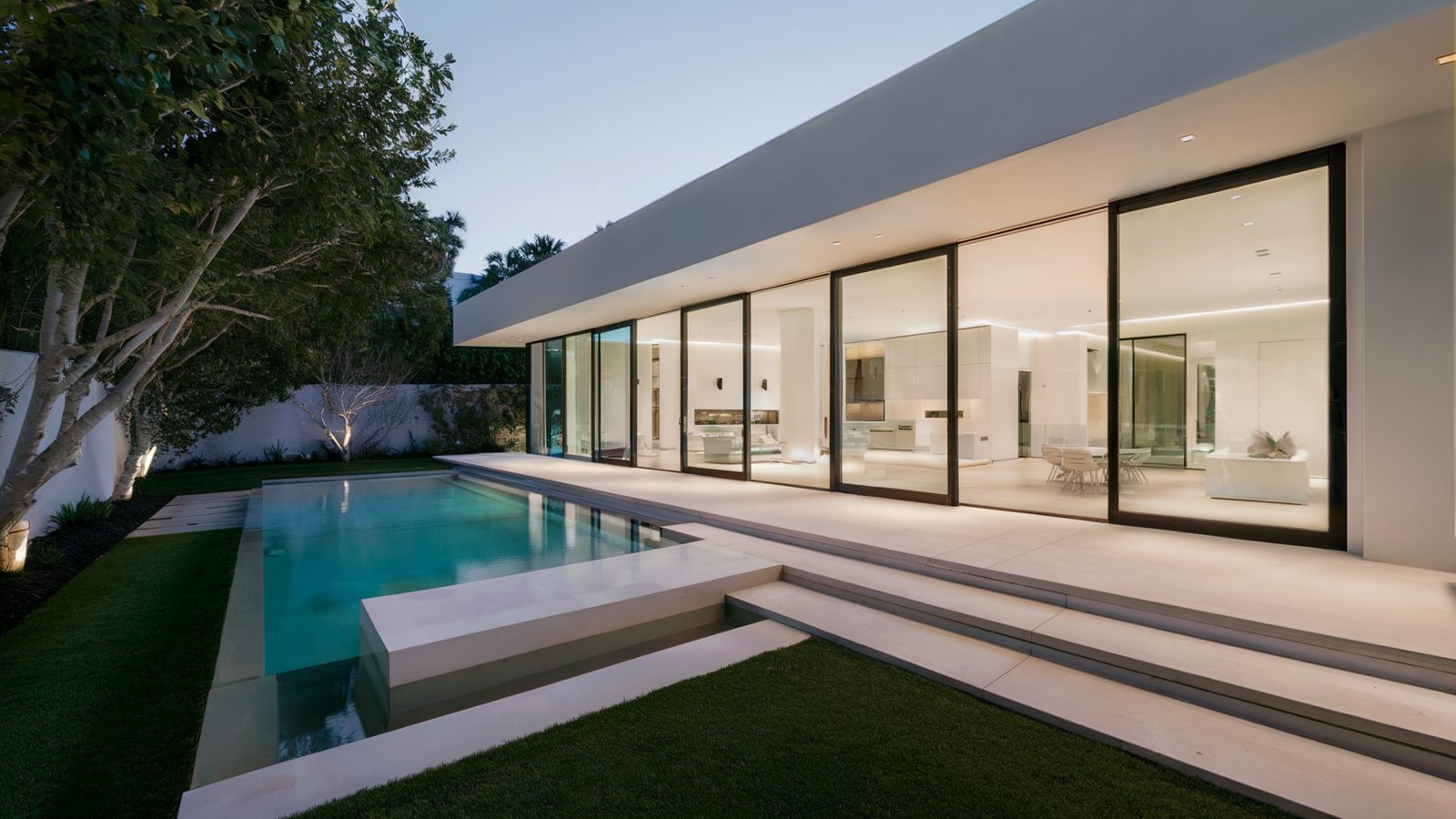Beverly Hills backyard with pool after an outdoor living remodel
